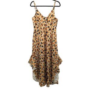 Anna Kaci Leopard Print Ruffle Midi Dress Women Size M Asymmetric Boho Glam Y2K